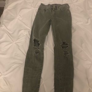 Army green ripped Jeggings